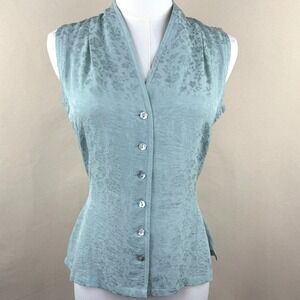 Monsoon Vintage 90s Minimalist Silk Jacquard Brocade Blouse Light Academia Top 6